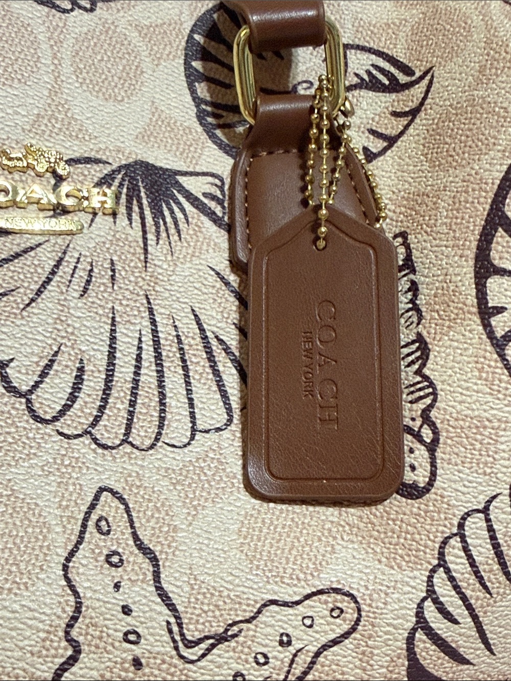 Shell-Print Satchel with Brown Trim - Picture 13 of 13